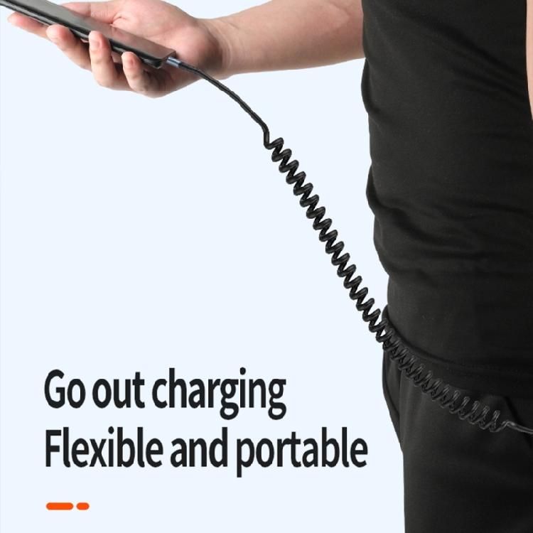 Coiled USB C To USB C Cable Flexible Length PD60W Fast Charging Data Transfer For Phone Tablets Power Cord Data Line