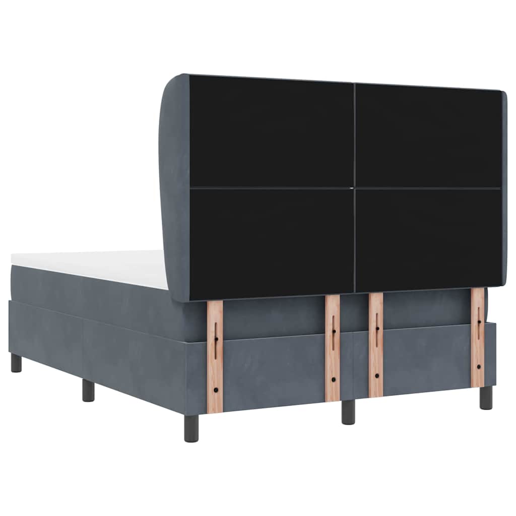 Box Spring Bed with Headboard Dark Gray 200 x 140 cm Velvet