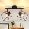 Ceiling Spotlight - NETTLIFE - 2-bulb Spotlight - E14 - 350° Adjustable - Black Metal