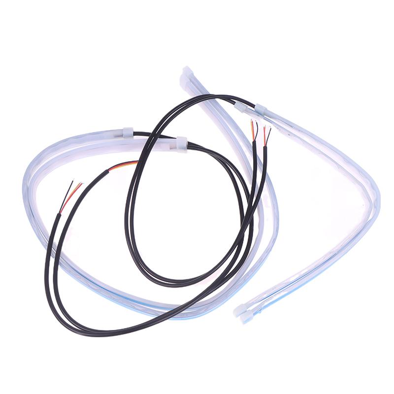 2 Pezzi 30/45/60 Cm DRL Flessibili Impermeabili per Auto Striscia LED per Fari Universali Fari Auto Segnale di Svolta Giallo Luce Flusso Freni