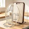 Stainless Steel Pot Lid and Cutting Board Rack Space Saving 4 Slot Design Wall Mounted Kitchen Organizer for Small Kitchen Storage Use