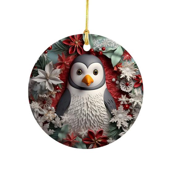 Christmas Pendant Santa Claus Elk Snowman Charm 2D Christmas Hanging Ornament with Lanyard Design Elk Window Decor