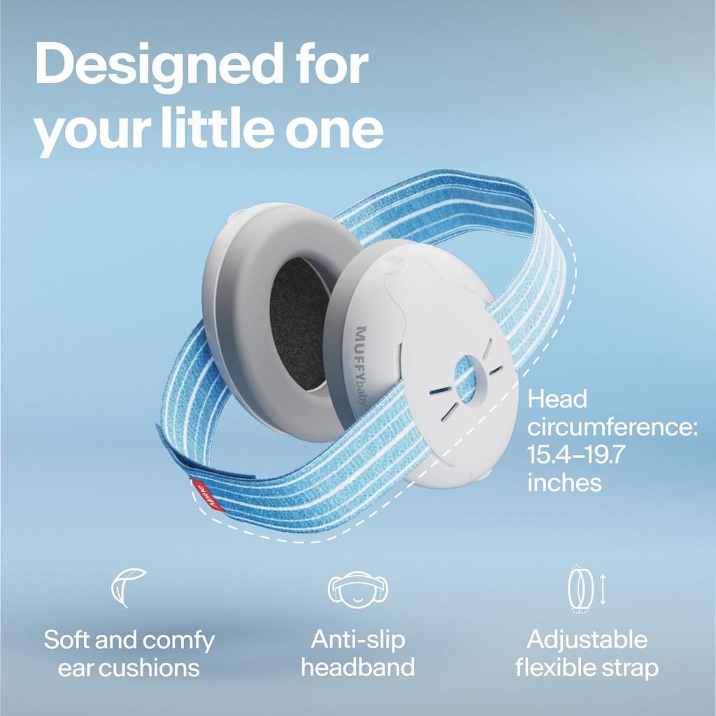 ALPINE HEARING PROTECTION MUFFY BABY CLASSIC BLU Earmuffs with and Noise Reduction for Blue Headband, Soundproofing, Babies,