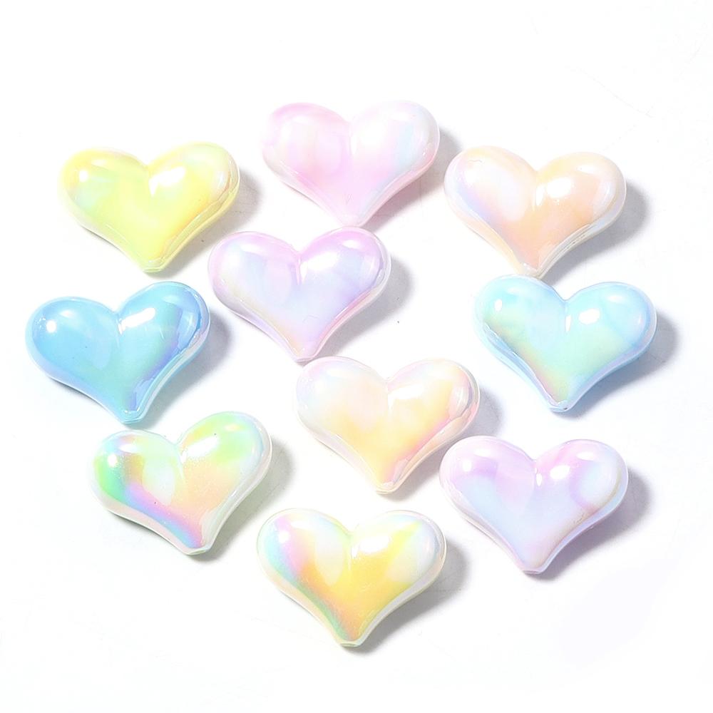 10pcs Acrylic Heart Beads Shiny Love Heart Loose Spacer Beads For Jewelry Making DIY Bracelets Necklace Earrings Phone Key Chain