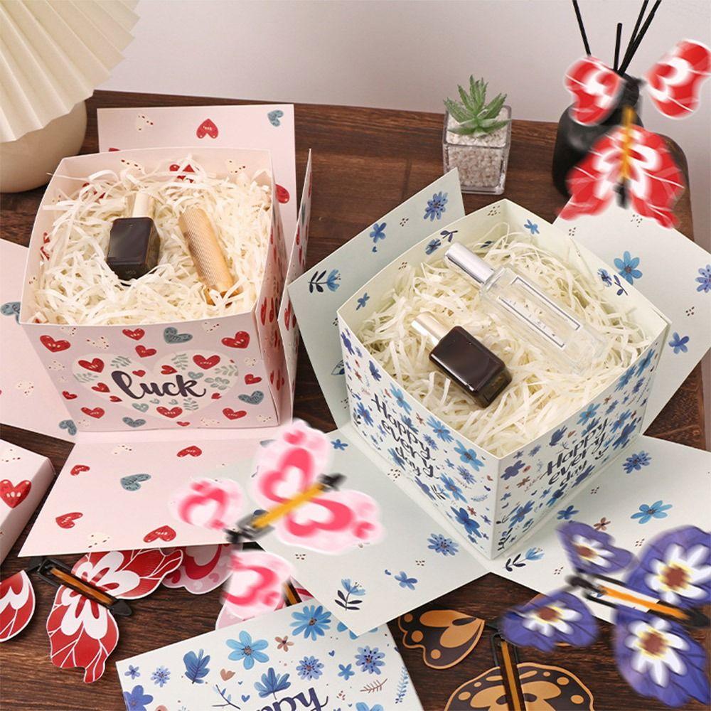 Enclose 4PCS Butterflies Flying Butterfly Gift Box Paper Present Box Birthday Festival