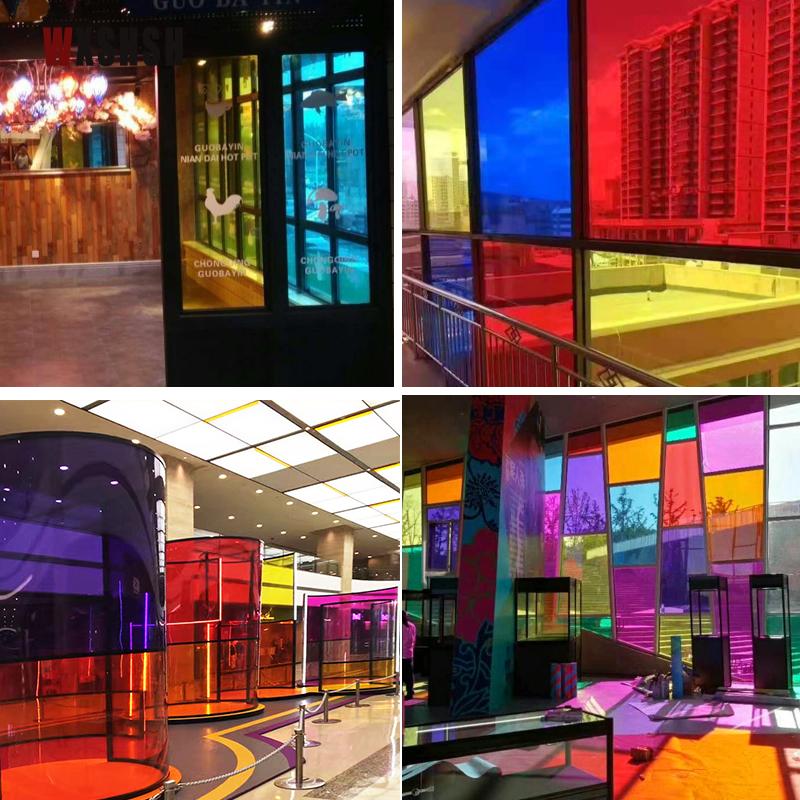 Rainbow Window Sticker Adhesive Vinyl Explosion-Proof Sun-Blocking Decoration Raamfolie For Window Door Glass Partition