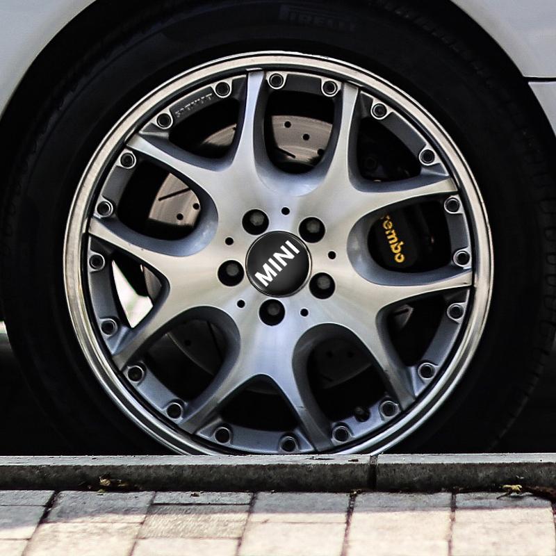 hrlcu10 4Pcs Car Wheel Hub Center Cover Badge Decorative Stickers For BMW Mini Works Cooper F54 F55 F56 F57 F60 R50 R52 R53 R55 R56 R57