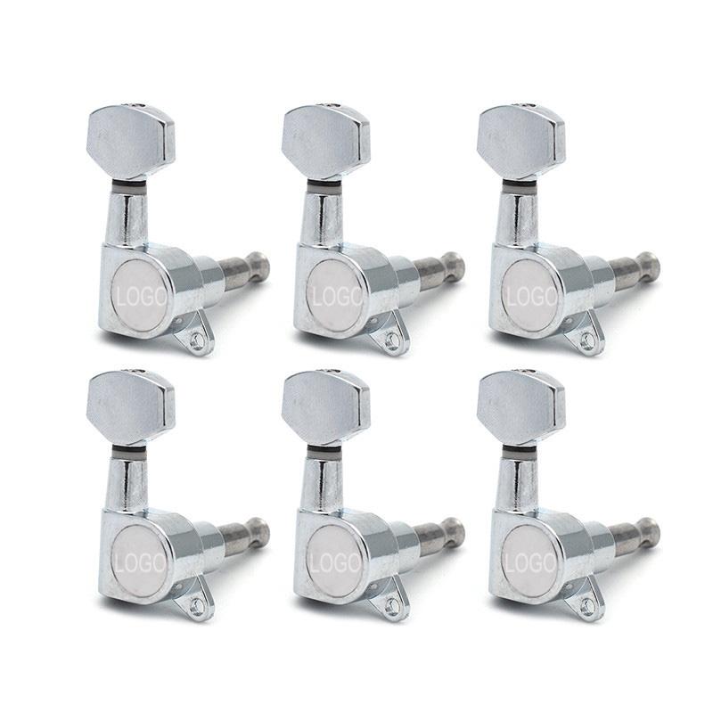 6pcs Guitar Tuning Pegs Tuner Machine Heads with Logo Tuning Peg Machine Head Chrome-Gold-Black