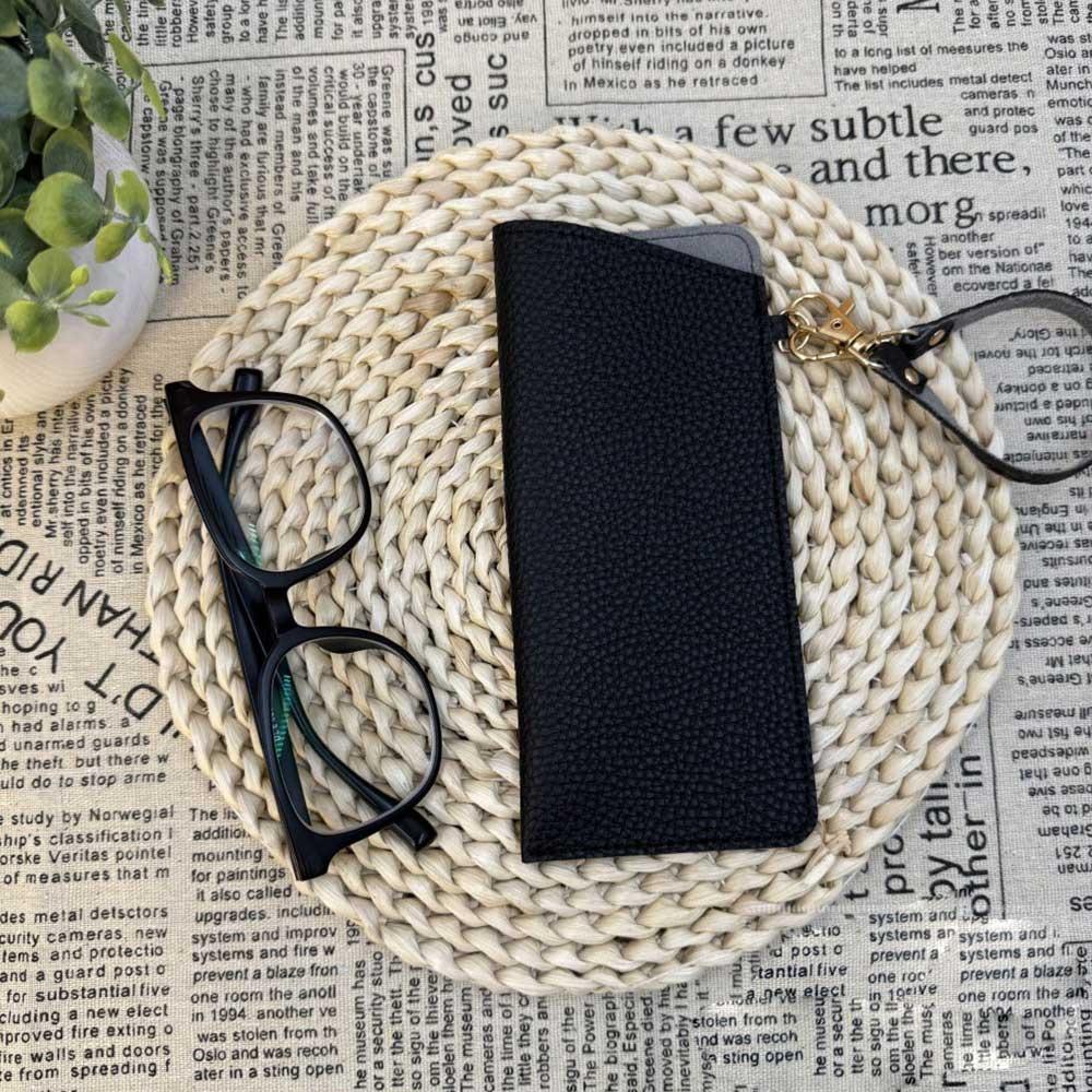 

PU Leather Sunglasses Storage Bag Solid Color Hanging Sunglasses Eyewear Accessories чорний