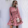 YYFS Women's Vintage Summer Spring Polka Dot Print Long Sleeve O-Neck High Waist Casual Dresses