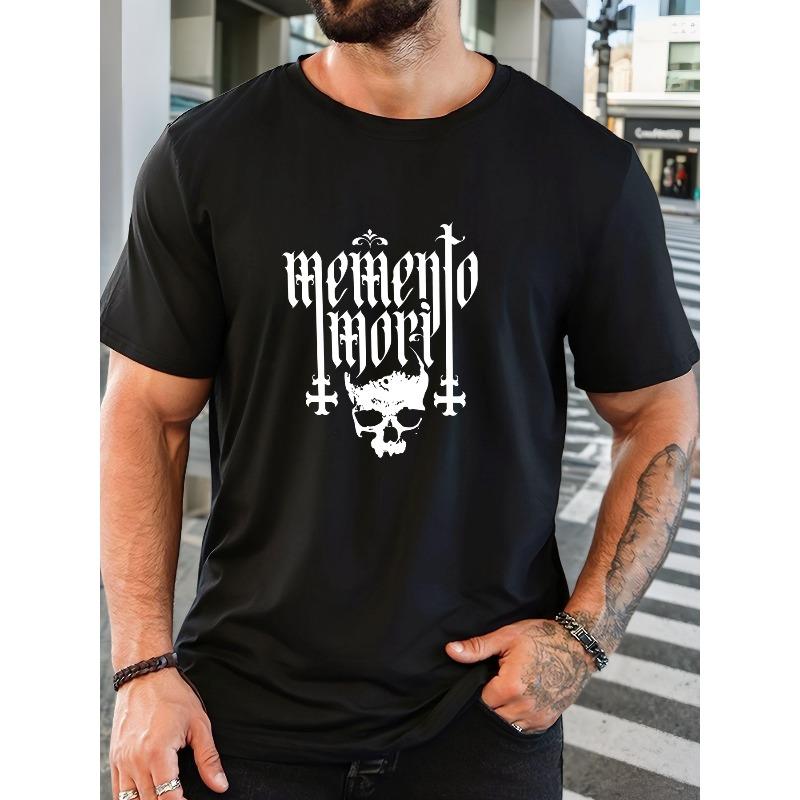 European sizes Men'S Memento Mori Pattern Summer Casual Short-Sleeve T-Shirt