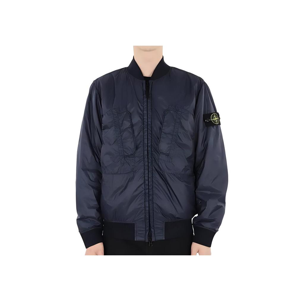 STONE ISLAND Ss23 Solid Color Logo Patch Zip Long Sleeve Jacket Men Jackets Midnight-Blue 781542125-V0020