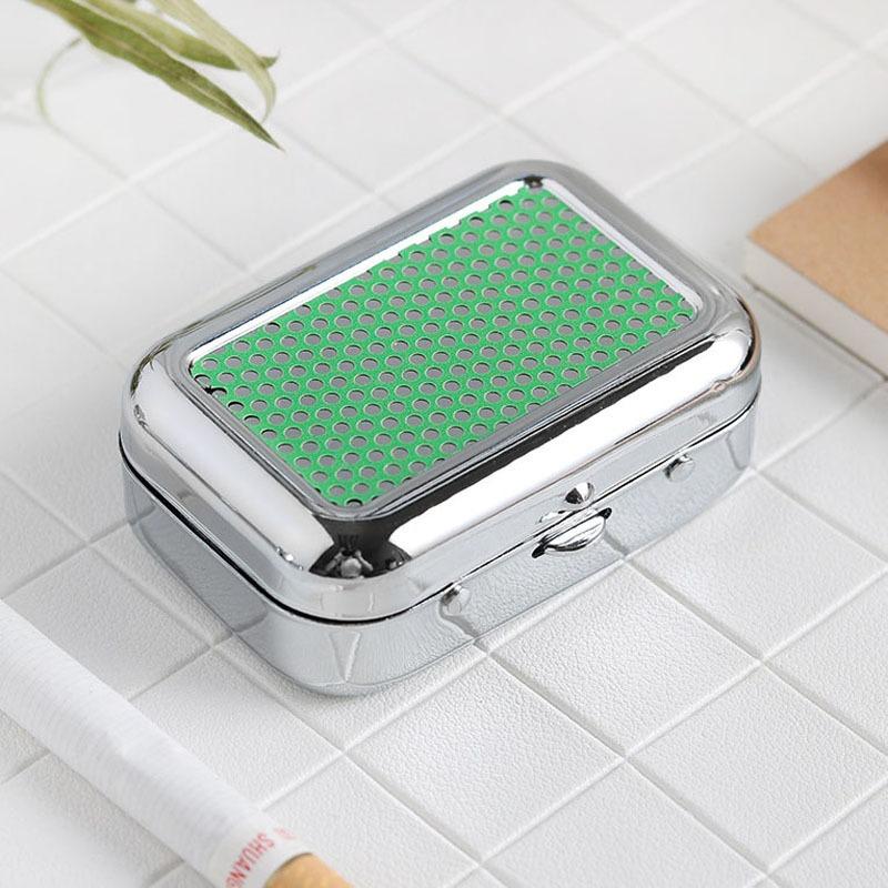 Portable Pocket Ashtray with Lid, Stainless Steel Metal Car Ash Tray, Mini Travel Cigarette Ash Holder for Outdoor Use