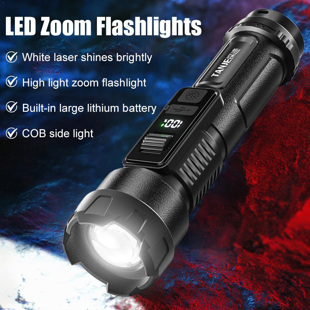 High Strong Power LED Flashlight Tactical Torch USB Rechargeable Zoom Emergency Lights For Outdoor Fishing Work Lamp