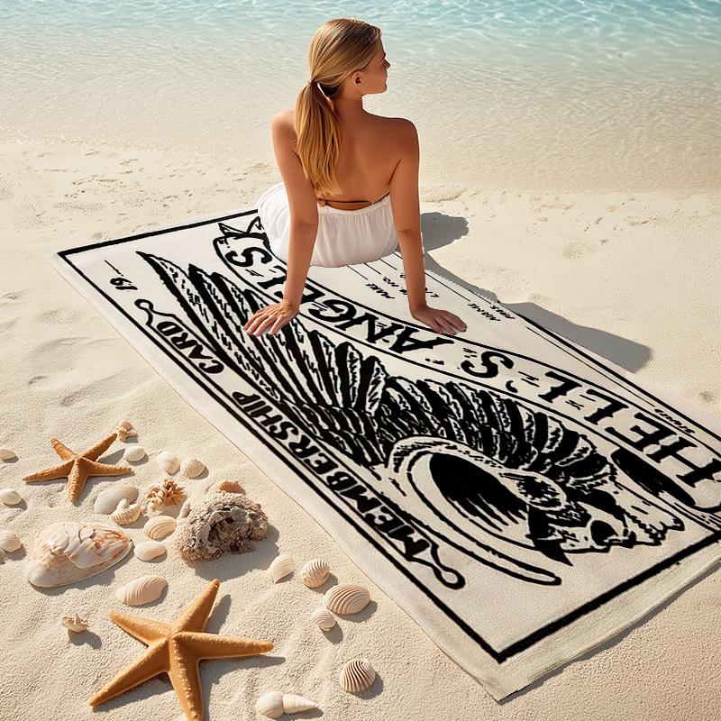 Gang Motorcycle Enthusiasts Hells Angels Motorcycle Club Beach Towel Outdoor Camping Vacation Swimming Beach Towel Outdoor Absorbent Bath Towel Y3