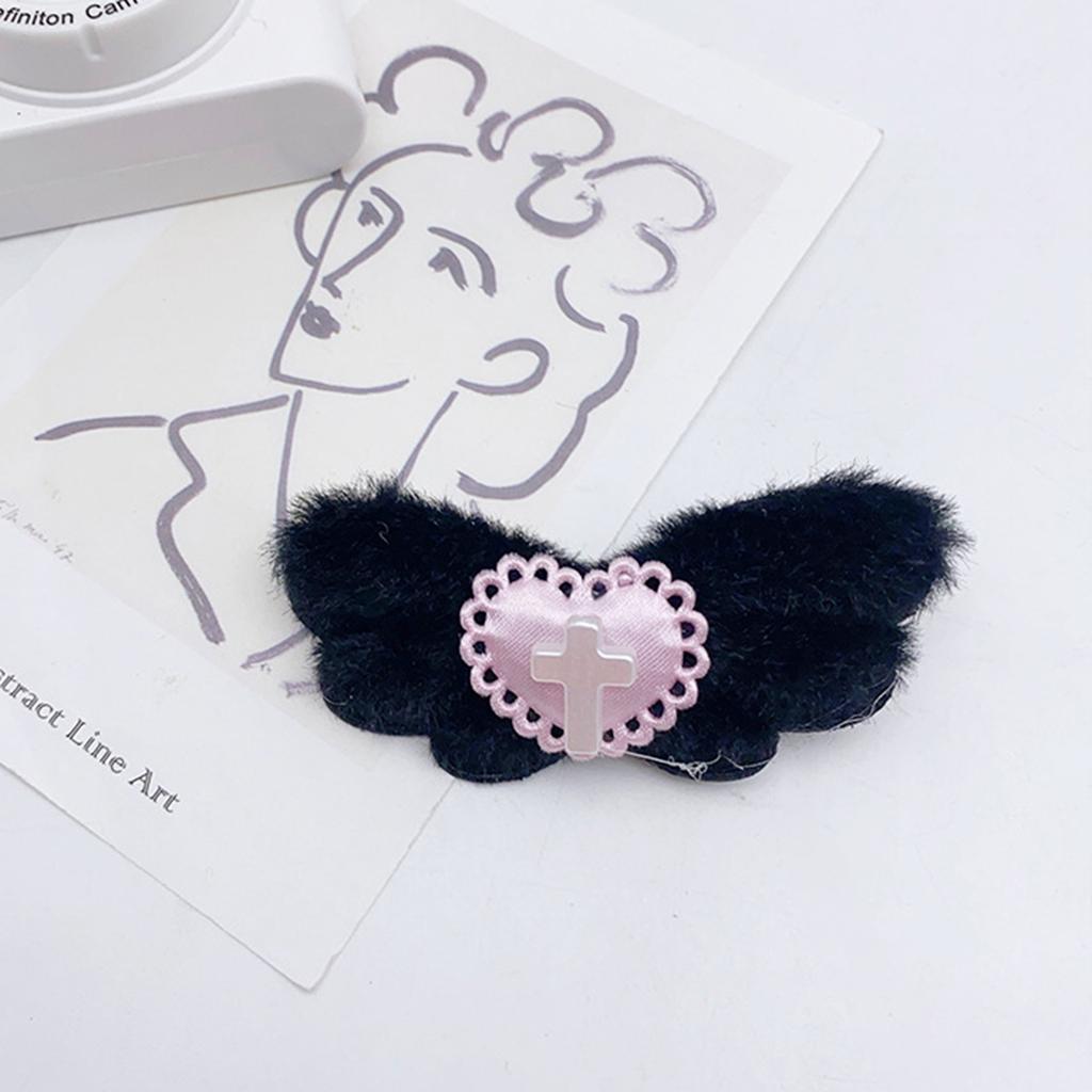 Gothic Y2K Angel Wing Hair Clip Aesthetics Sweet Cross Heart Hairpin Barrettes Bobbypins Hair Accessories for Side Bangs