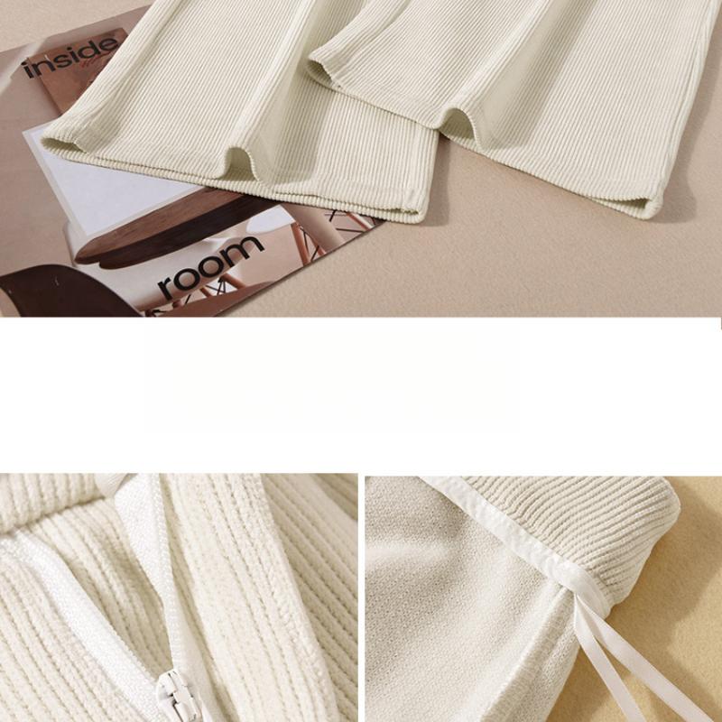 European Cotton Velvet Wide-Leg Pants for Women, Autumn, Winter, High Waist, Draped, Casual, Slim Fit, Straight-Leg Pants, Chenille Fleece-Lined