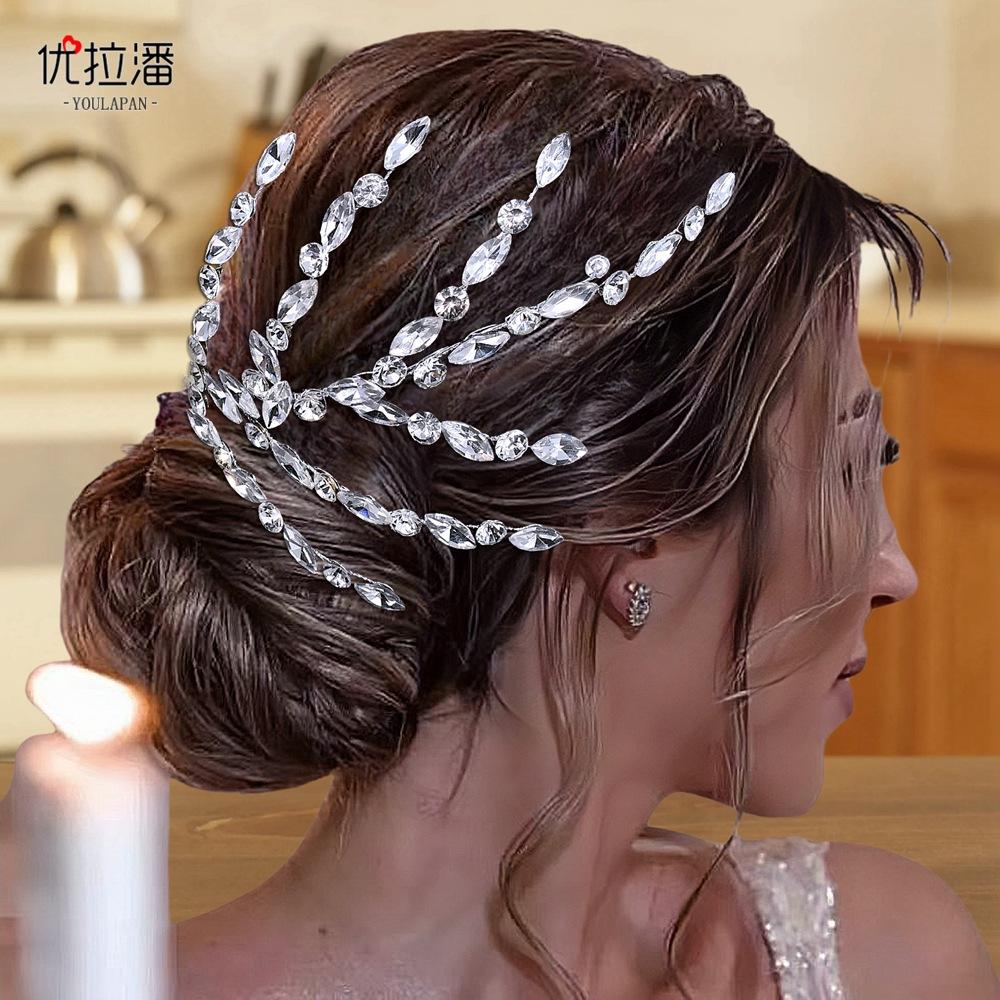 LY-HP0039 Bridal Wedding Jewelry Colorful Headband with Rhinestone Leaf Bridal Tiara Women's Headdress for Girls