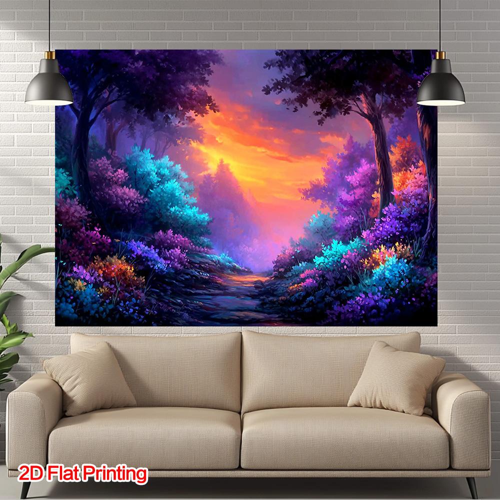 2D plane 1 piece of printed fantasy forest landscape photography background garden decoration and balcony beautification