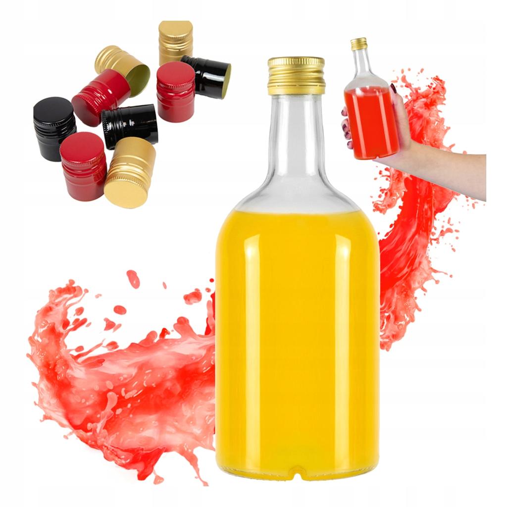 5x BLANKA Glass Bottle 500 ml Elegant for Liqueurs Wine Juice + cap