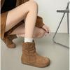 Retro round head fashionable versatile sleeve stacking boots 2025 autumn and winter temperament thin thick-soled western cowboy short boots women