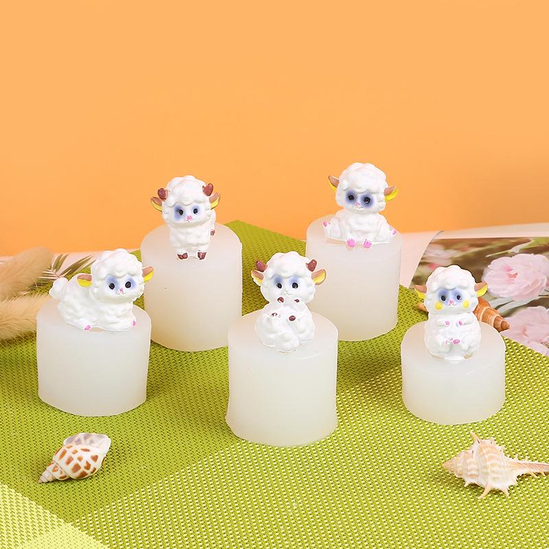 Cute Sheep Silicone Candle Mold With Bow Sitting Sheep Cute Design Diy Suitable Handmade Crafts Candles Plaster Soap Home Decor
