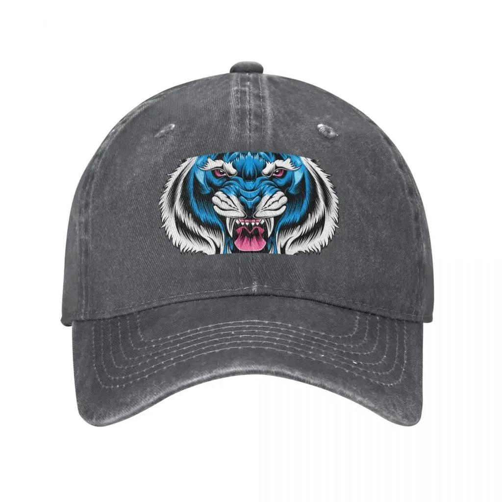 Blue Tiger Head Baseball Cap sun caps Uv Protection Solar Hat black Christmas Hat For Women Men's