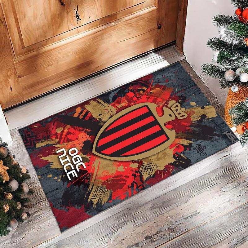 OGC Nice FC Soccer Football Pattern Soft Area Rug Non Slip Indoor Floor Carpet Sports Decor Mat for Bedroom