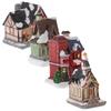 4Pcs Luminous Resin Small House Christmas Decor Colorful Desktop Ornaments Charming Xmas Party Decoration Adorn