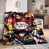1pc Demon Slayer Flannel Throw Blanket HD Printed Lightweight Soft Warm All Season Blanket for Sofa, Bed, Travel, Camping Machine Washable