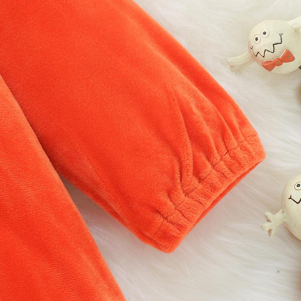 Dziecięce Halloweenowe body z długim rękawem z dynią i zatrzaskami w kroku