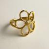 BF CLUB 925 Sterling Rings for Women Simple Geometric Handmade Irregular Retro Gold Hollow Flower Ring Allergy For Birthday Gift