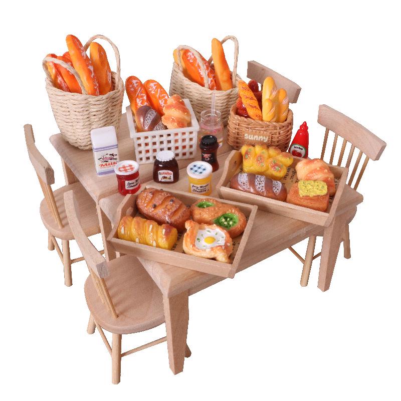 Dollhouse Miniature Resin Food Set: Strawberry Jam, Bread Basket, DIY Kit