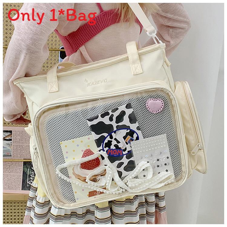Anime Girl Student Shoulder Bag With Transparent Material For Casual Outings