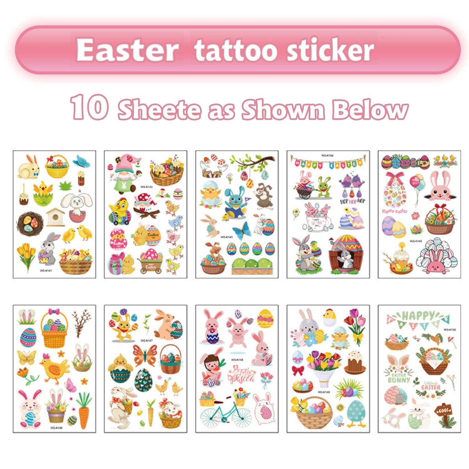 

100Pcs Easter Luminous Temporary Tattoos, Glow In The Dark Easter Basket Party Tattoos Stickers, Dwarf Colored Egg Carrot