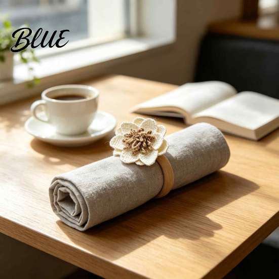 Floral Napkin Rings for Events 6Pcs Linen Flower Rings Wooden Ring Rustic Holders Wedding Table Setting Accessories Farmhouse Bridal Shower