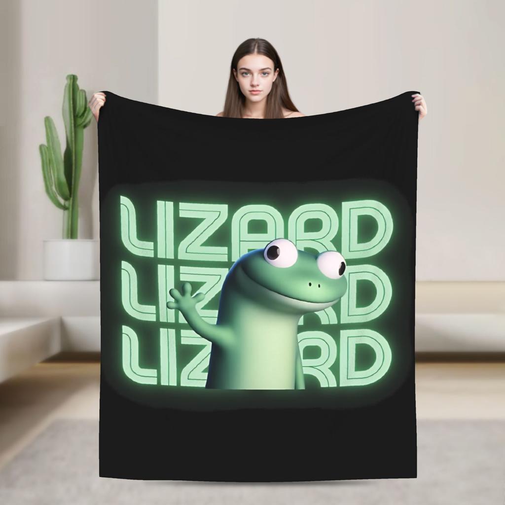 Hoppers Glow Text Tom Lizard Meme Blankets Wool Funny Breathable Throw Blanket for Bedspread Spring Autumn,