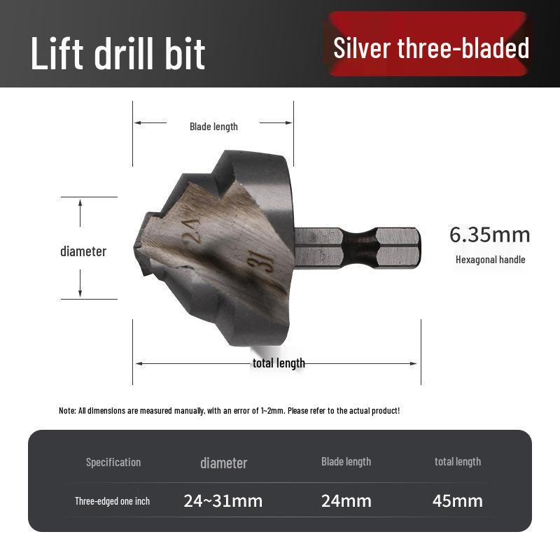 Three-Flute Hex Shank Reaming Bit for Water Pipe Repair with Phosphating Black Coating