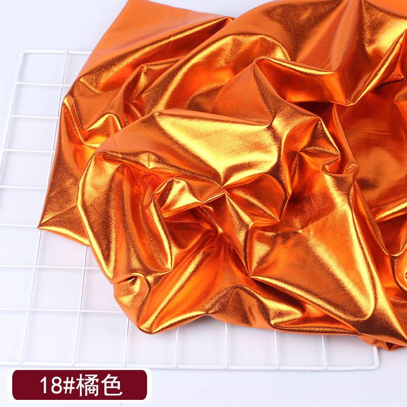 Elastic Golden Reflective Fabric By The Meter for Stage Clothes Hats Decoration Sewing Plain Bronzing Cloth Smooth Skin-friendly