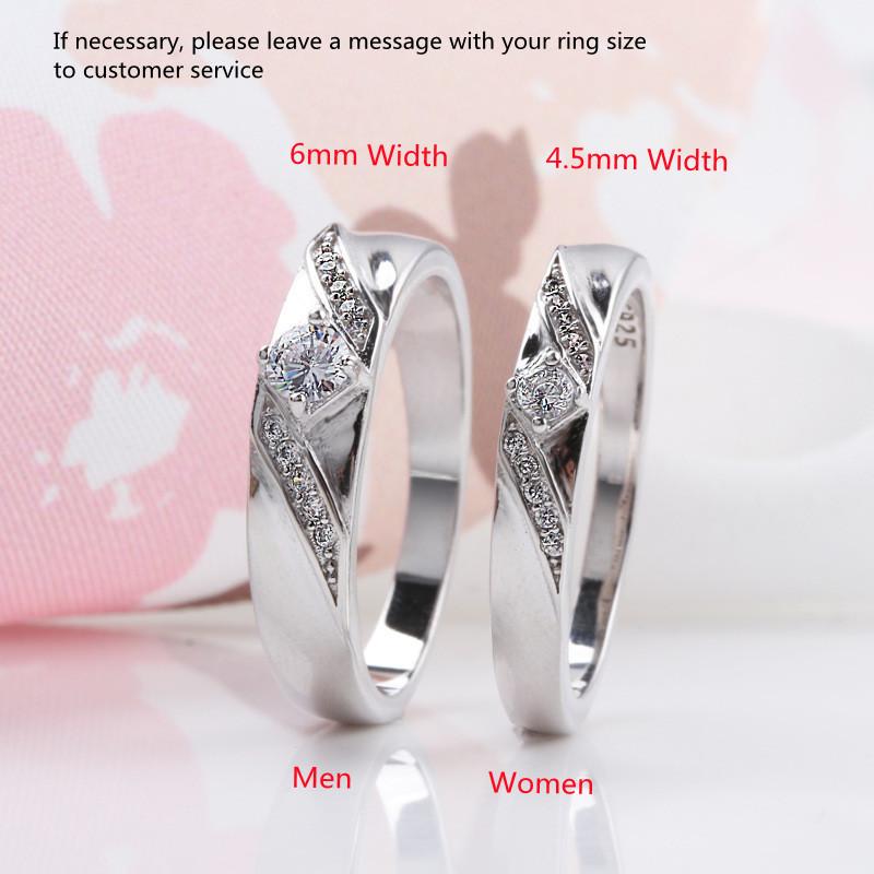 Buyee CopperCouples Ring White Zircon Ring Finge for Women Men Classic Fashion Wedding Fine Jewelry Circle Gift