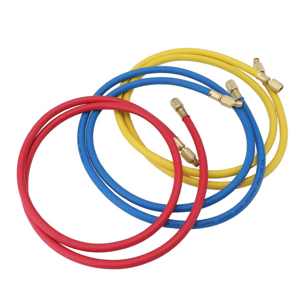 3pcs 150cm Refrigerant Charging Hose Air Conditioner Charging Hose 1 4in Fits for R12 R22 R502 Refrigerants Blue Red