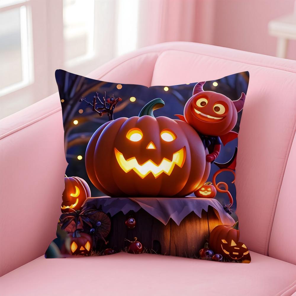 Halloween Cushion Cover Pillowcase Short Plush Invisible Zipper Room Sofa Cushion Cover