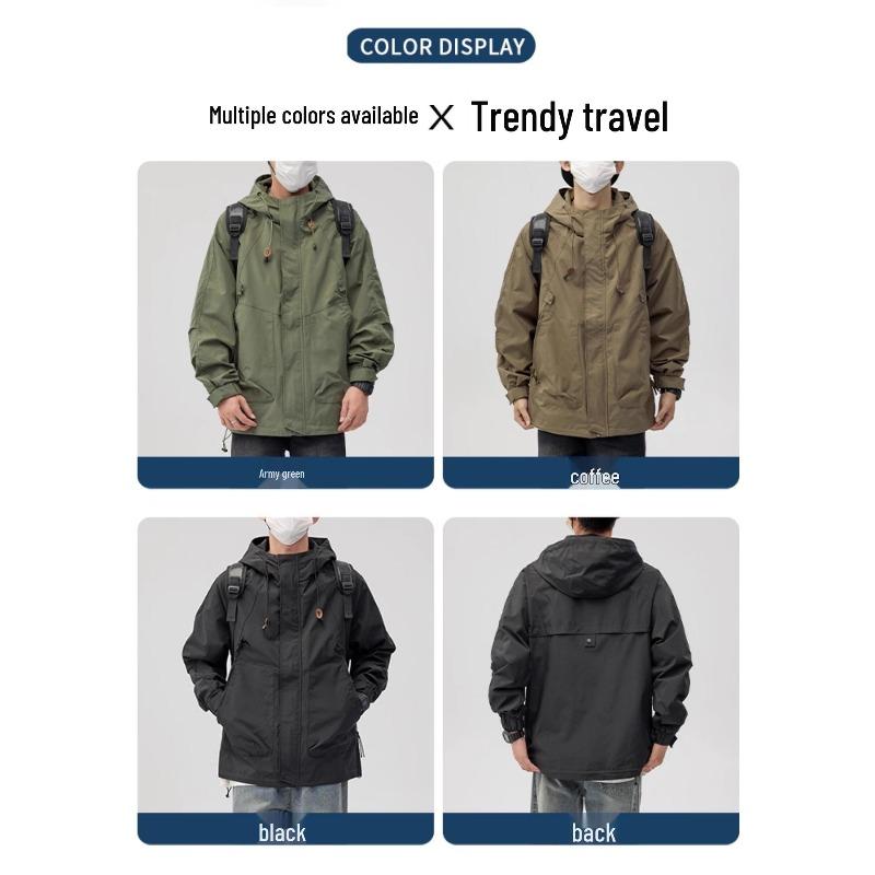 Ao Ruipeng Endorsed Men's Brown Three-Proof Ski Jacket - Trendy Windproof Outerwear for 2026 Autumn/Winter