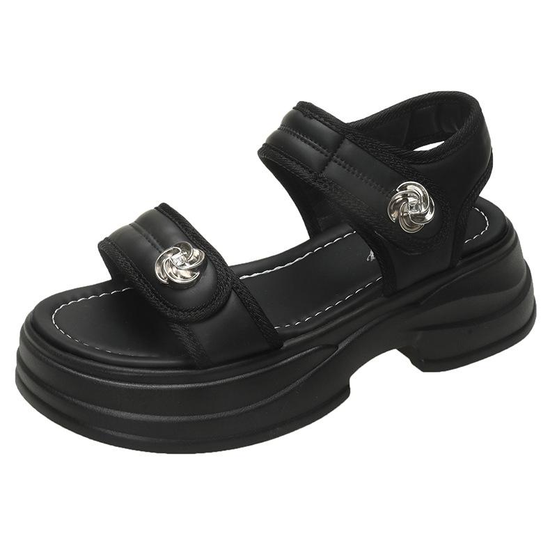 Muffin-Plateau vielseitige Sandalen Damen 2025 Sommer neue vielseitige lässige Höhenzunahme Klettverschluss Strandsandalen