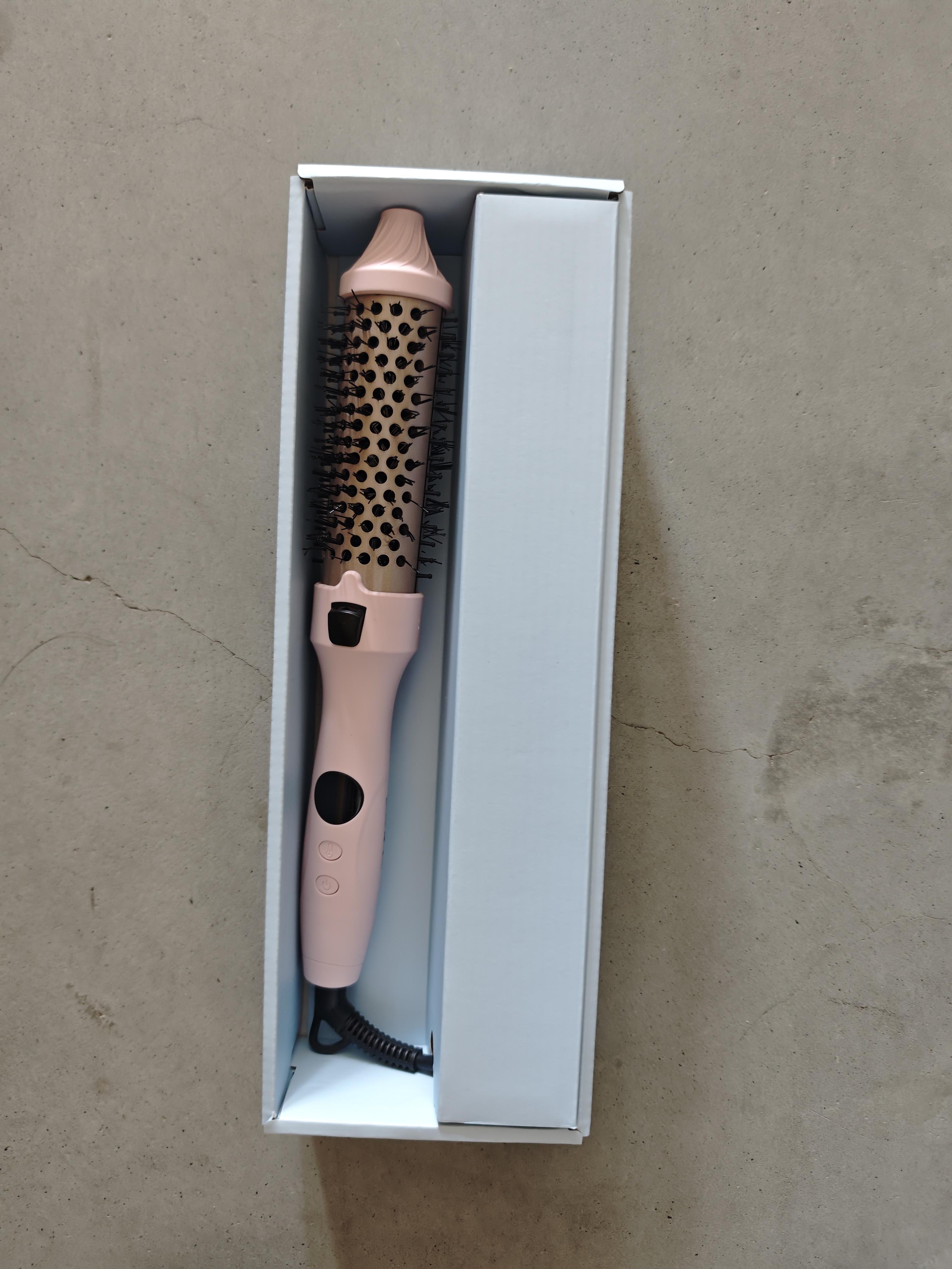 Electric Ionic Thermal Brush with LED Display for All Hair Types Hair Styling Waterproof Home Use 110-240V Universal Voltage розовый