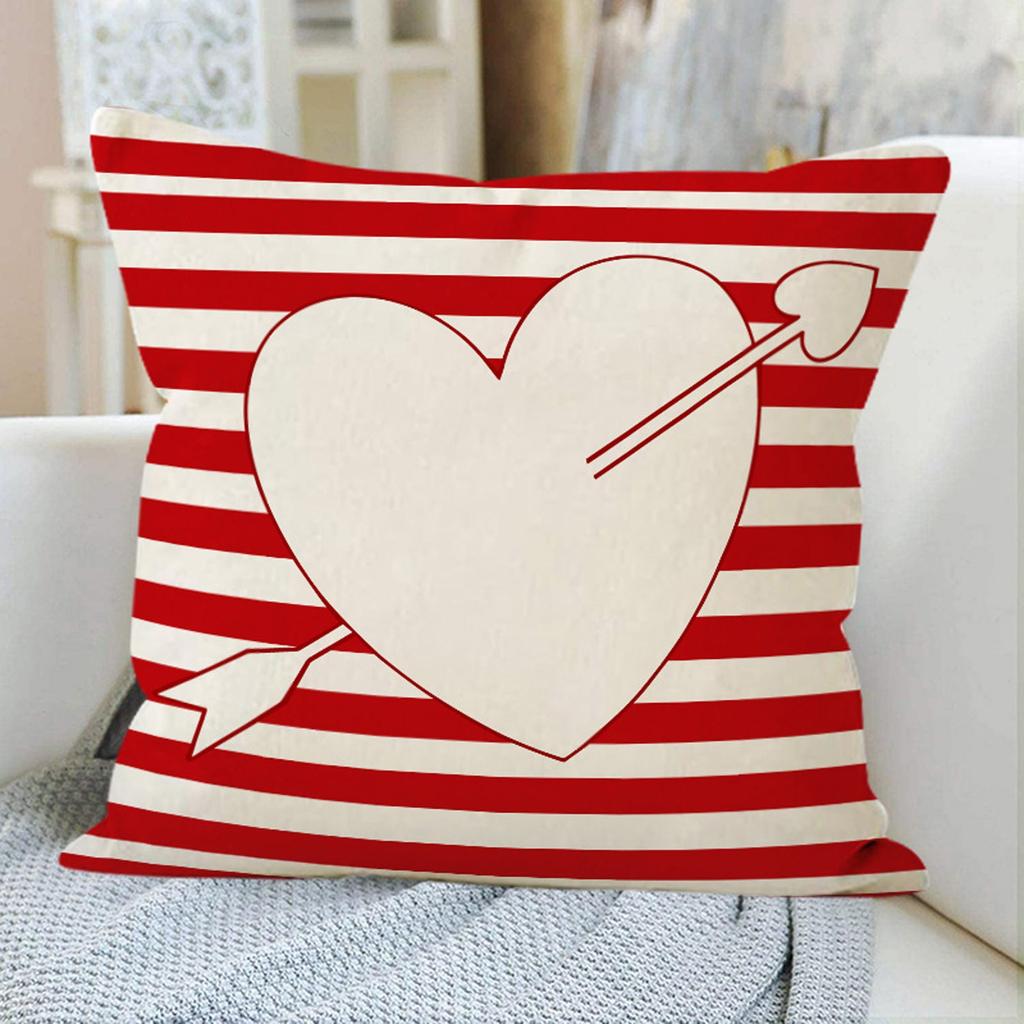 Valentine's Day Couple Love Sofa Pillow Cover Home Decoration Pillow Cover Linen Printed Cushion Cover