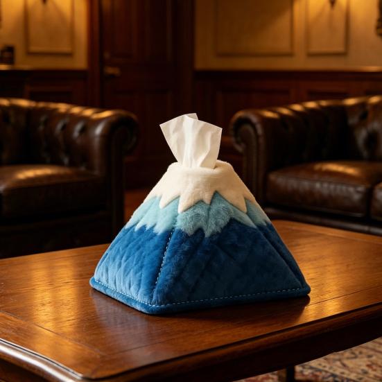 Tissue Box, Mountain Design, Soft Plush Storage Organizer, Multi-Purpose Foldable Tissue Holder for Home Office Car