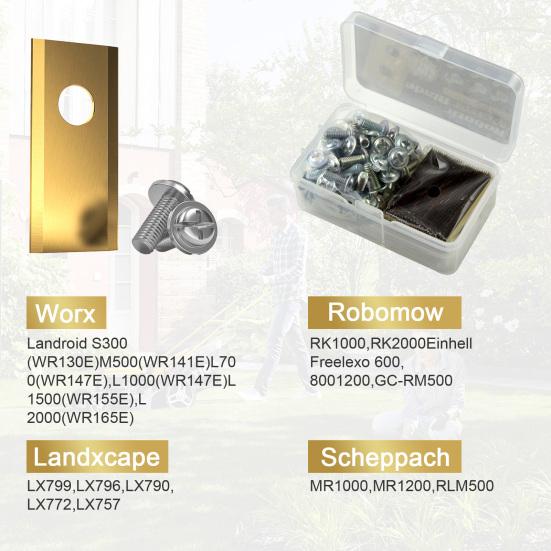 Yousheng 12/30Pcs Stainless Steel Lawnmower Blade for Worx Landroid Heavy Duty Universal Robot Lawn Mower Replacement Blade with Mounting Screws