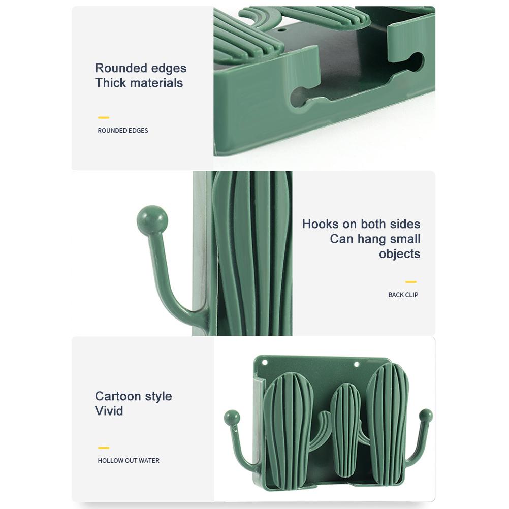 Punch free Mobile Phone Storage Box Wall Mounted Cactus Shape Air Conditioner Remote Control Organizer
