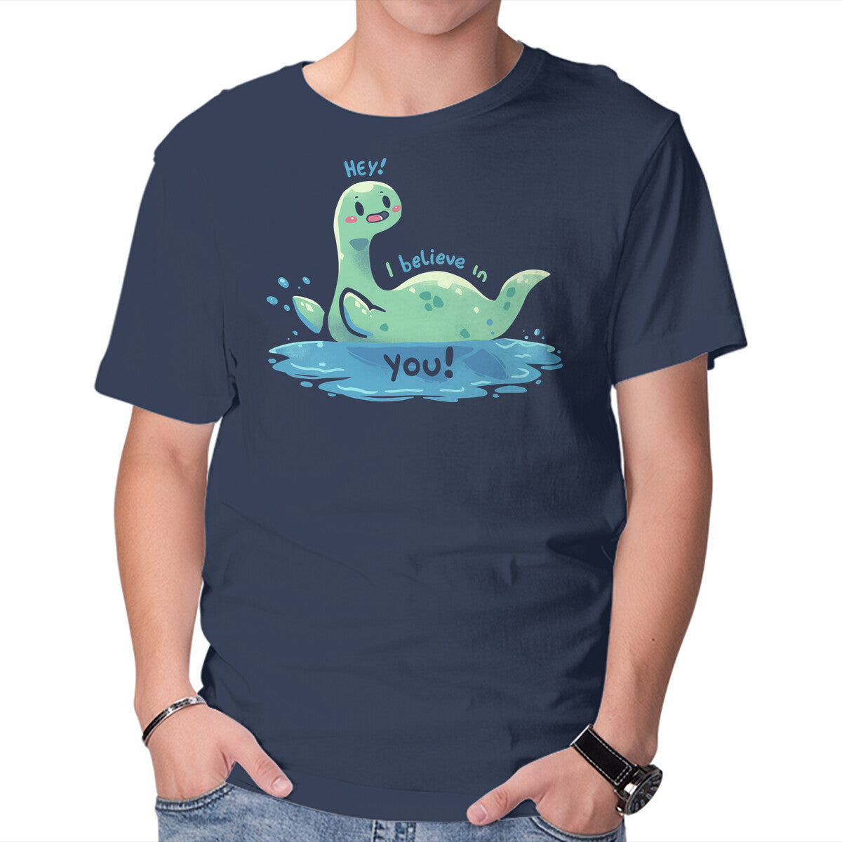 Unisex Crew Neck T-Shirt Nessie Believes In You Graphic Short Sleeve Casual Tee XS